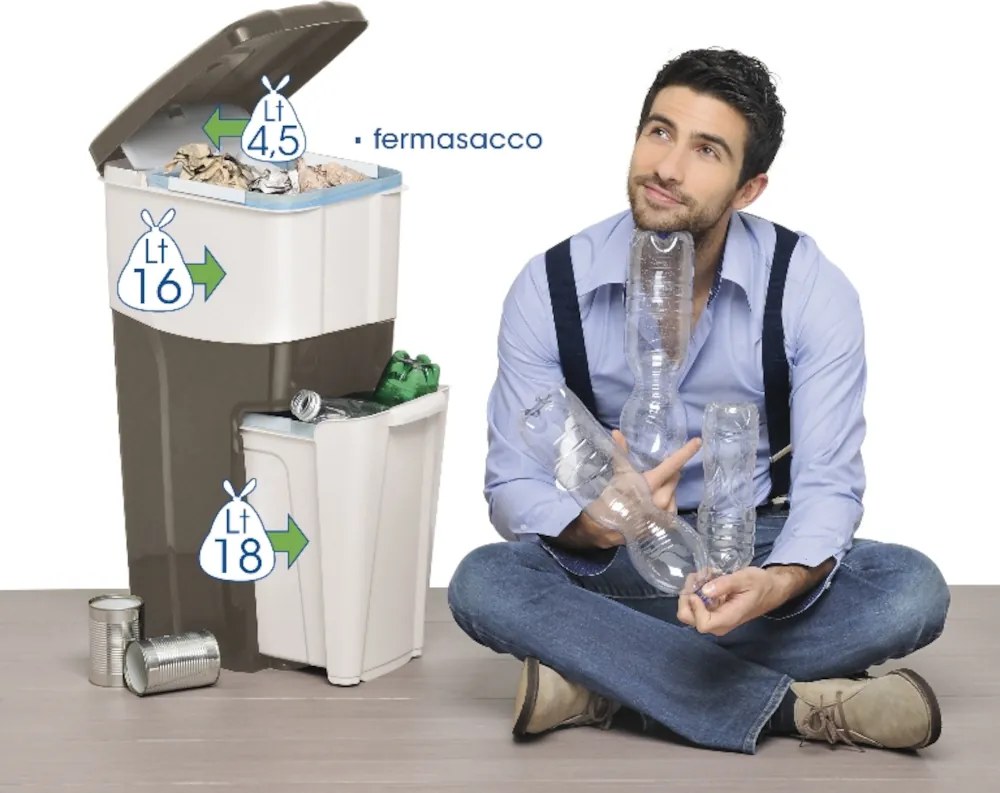 BAMA Odpadkový kôš TRYPLA, hnedý