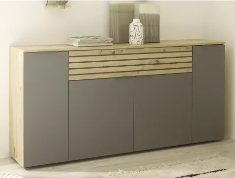 Široká komoda Milan, dub artisan/šedá%