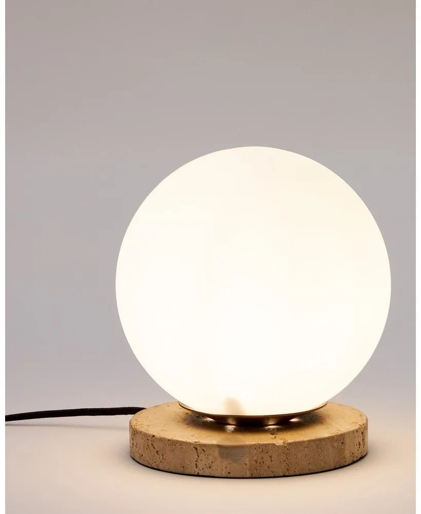 Biela stolová lampa so skleneným tienidlom (výška 22 cm) Malachi – Kave Home