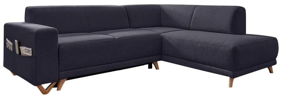 Antracitová rozkladacia/s úložným priestorom rohová pohovka (pravý roh/do L) Classy Sophie – Miuform