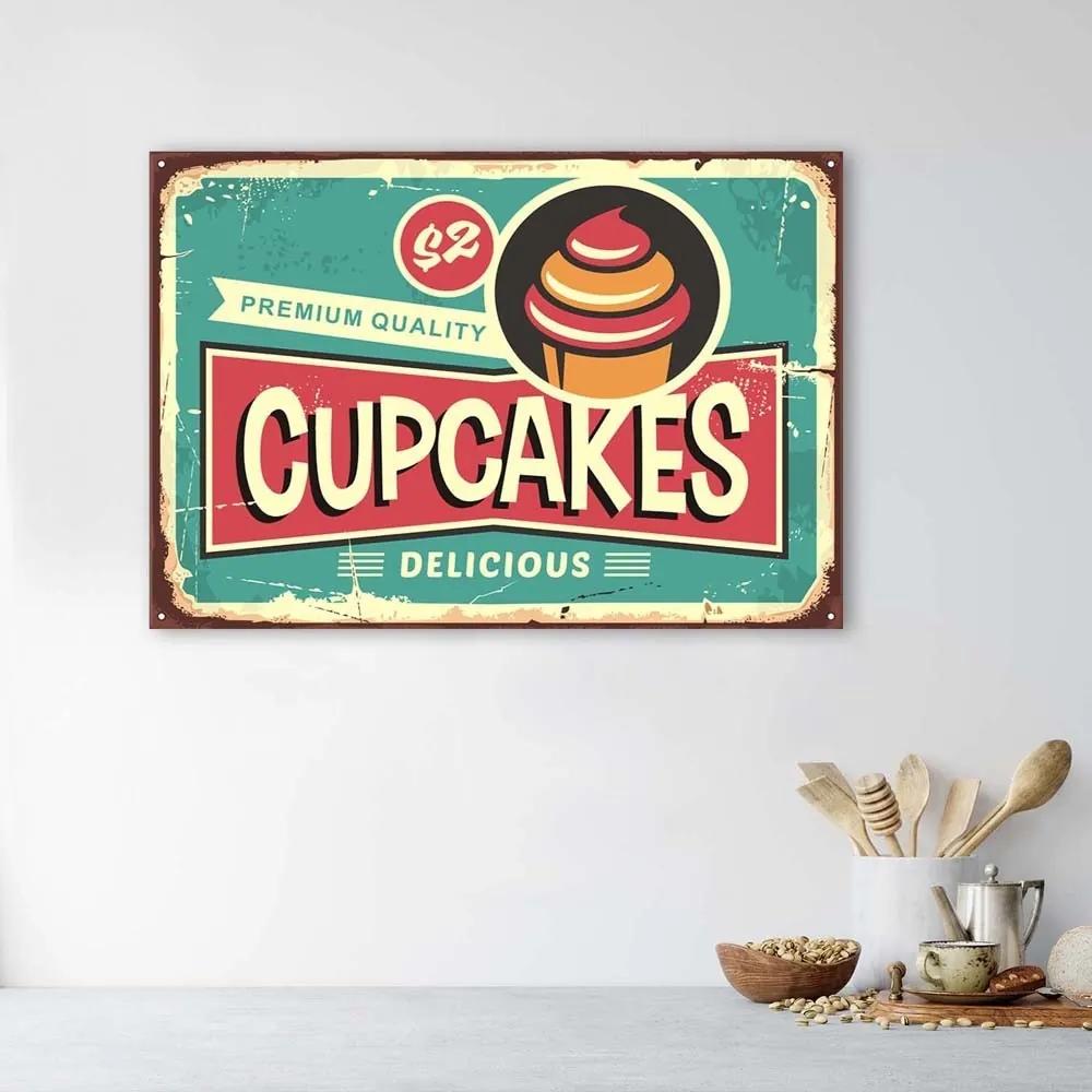 Obraz na plátně Podpis Retro plakát Cupcakes - 60x40 cm