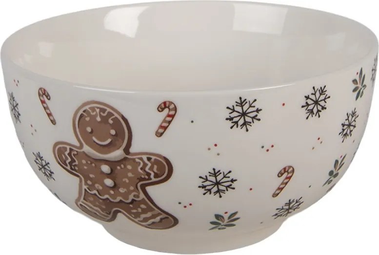Biela porcelánová miska s perníčkom Gingerbread Magic - Ø 14*7 cm / 500 ml