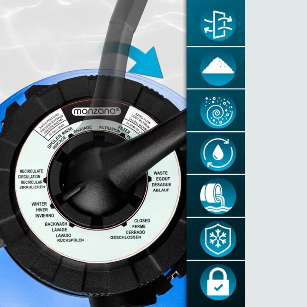 Piesková filtrácia k bazénu AQUA, 10 200 l/h, modrá Jurhan