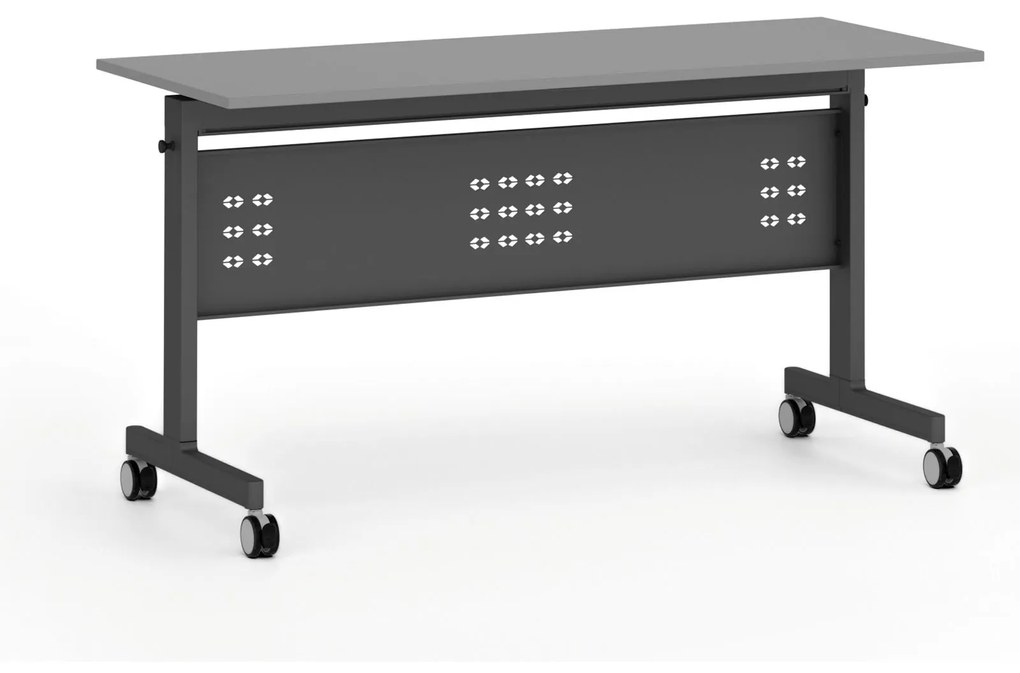 Mobilný stôl PRIMO MOBI, 1400 x 600 mm, čierna podnož, grafit
