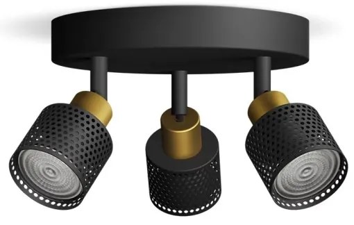 Philips - Bodové svietidlo NIALL 3xGU10/5W/230V čierna/mosadz