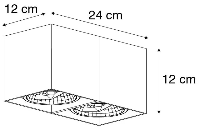 Dizajnové bodové svetlo čierne obdĺžnikové 2-žiarovkové - Box