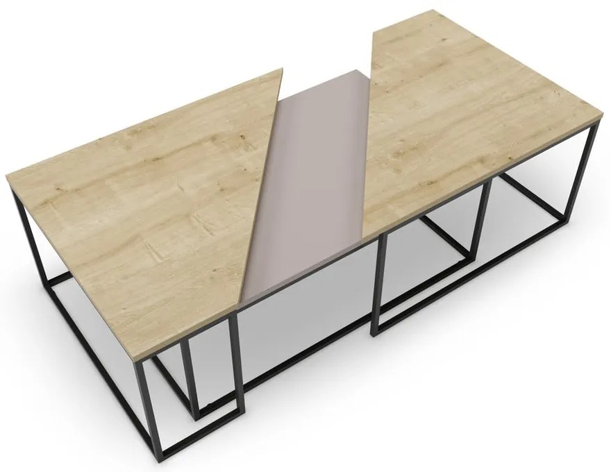 Konferenčné stolíky s doskou v dubovom dekore v súprave 3 ks 70x110 cm Titan – Marckeric
