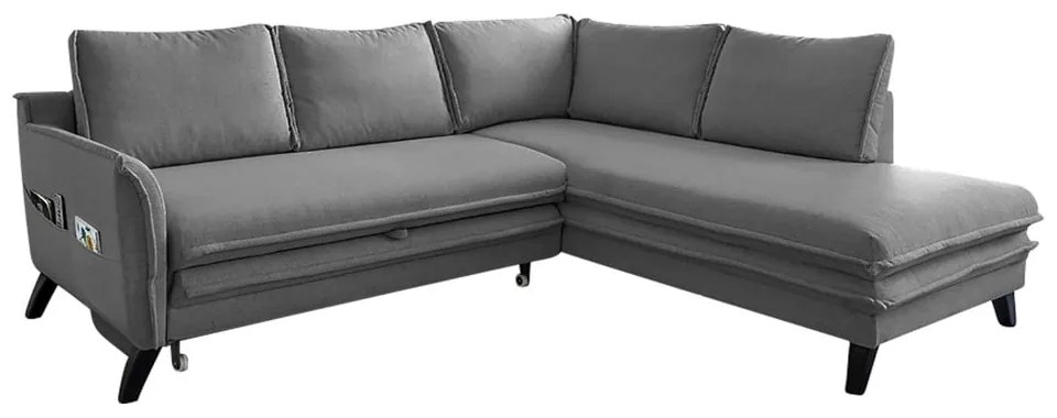 Tmavosivá rozkladacia rohová pohovka Miuform Charming Charlie L, pravý roh