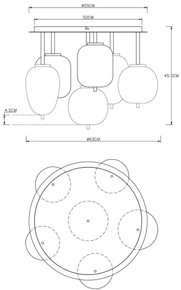 Globo 15345-6DMM - Prisadený luster BLACKY 6xE14/40W/230V mosadz