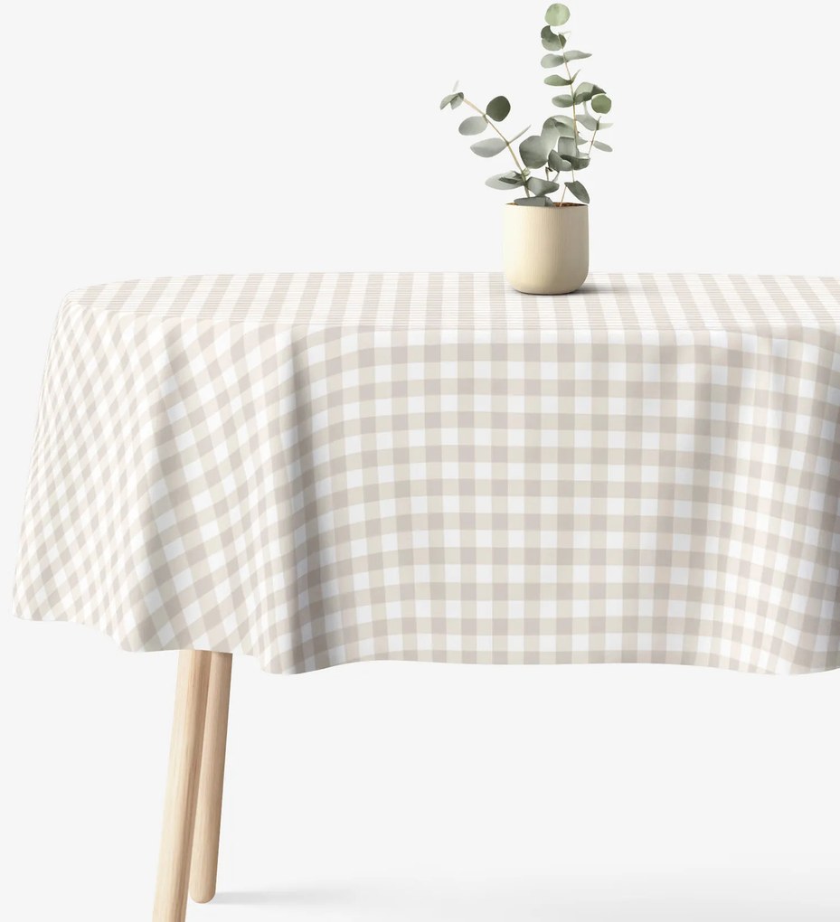 Goldea oválny obrus 100% bavlnené plátno - latte kocky 120 x 180 cm