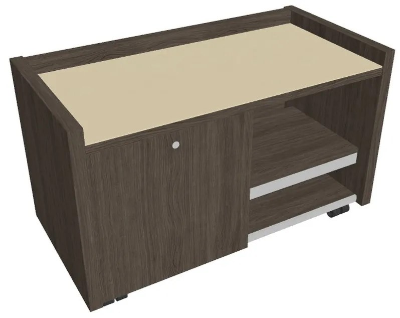 Mobilný kontajner Verno 100 x 50 cm so sklom, ľavý, dub antracit / vanilka