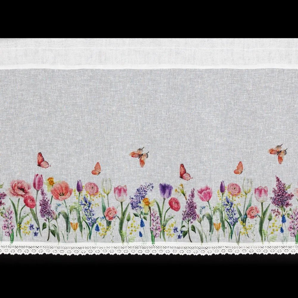 KRÁTKA ZÁCLONA NA PÁSKE BELLA 150X30 CM KVETY