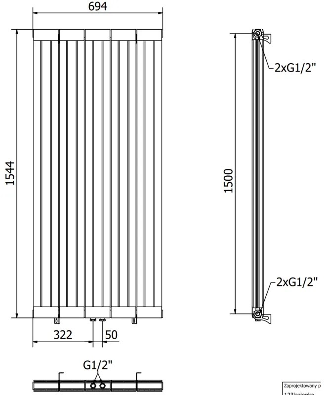 Mexen Waco, vykurovacie teleso 1544 x 694 mm, 2209 W, biela, W217-1544-694-00-20