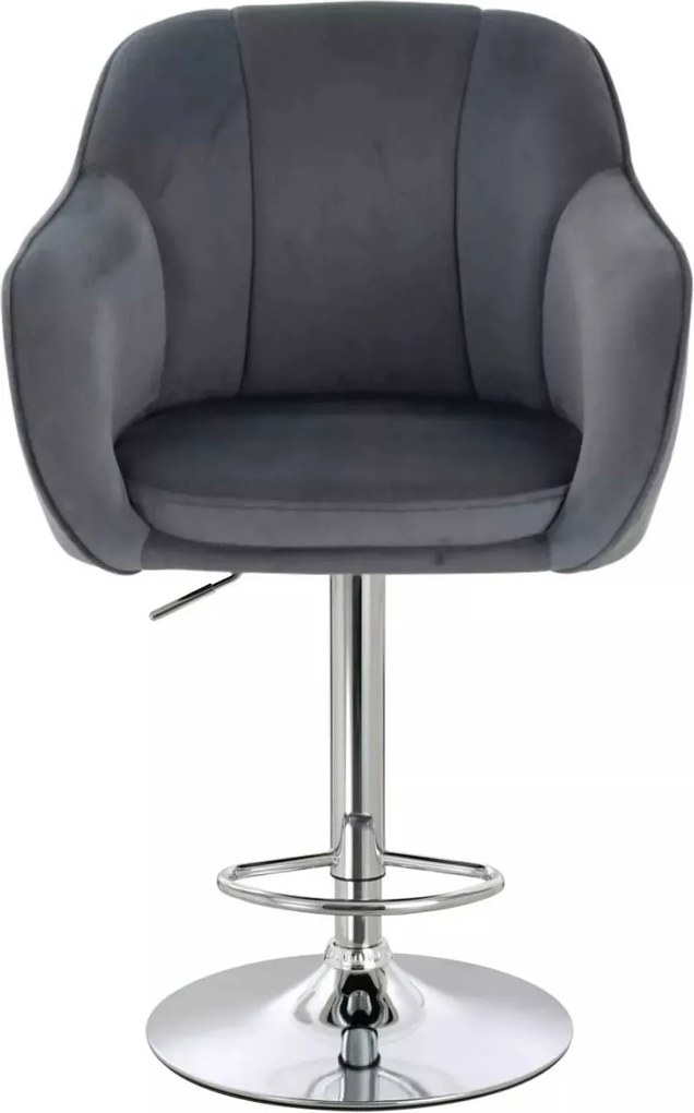 LuxuryForm DESIGN Barová stolička AVOLA VELUR na striebornom tanieri - tmavo šedá