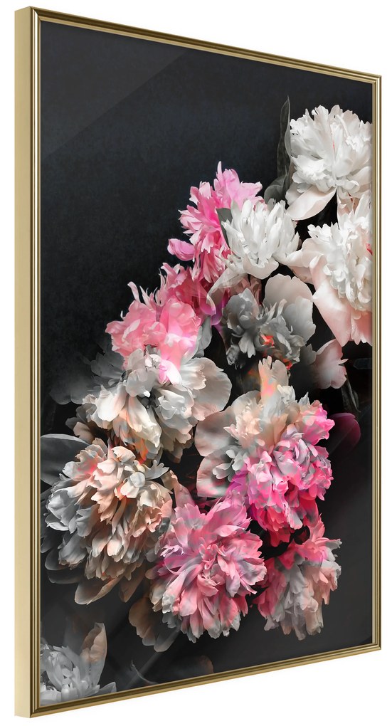 Artgeist Plagát - Bouquet in the Dark [Poster] Veľkosť: 30x45, Verzia: Zlatý rám s passe-partout