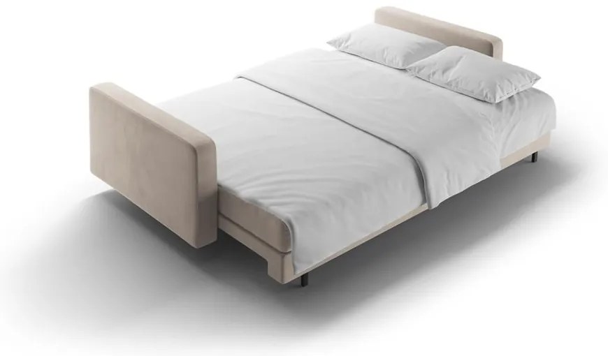 Béžová zamatová rozkladacia/s úložným priestorom pohovka 222 cm Bali – Cosmopolitan Design