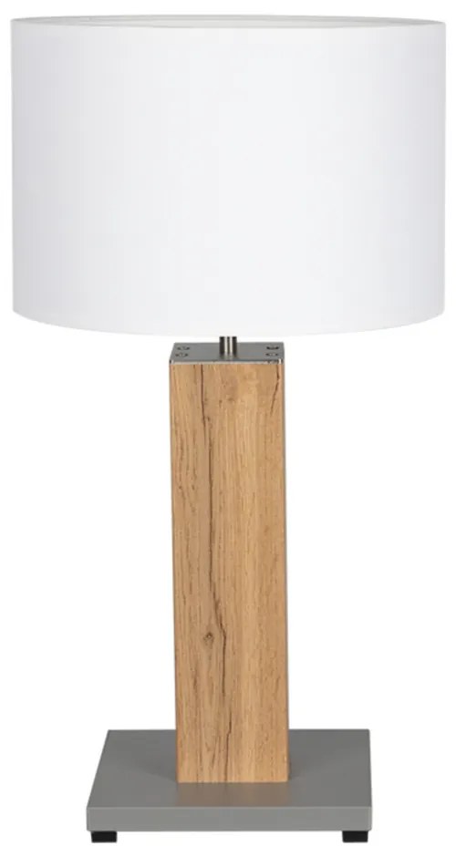 Stolová lampa FLAME, 1xMax.40W, biele textilné tienidlo, dyhovaný dub, G