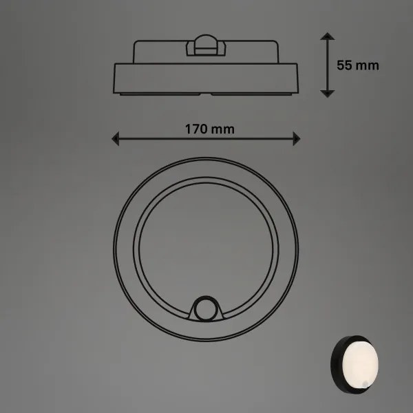 Brilo - LED nabíjateľné vonkajšie nástenné svietidlo so senzorom LED/4W/5V 4400 mAh IP44 čierne