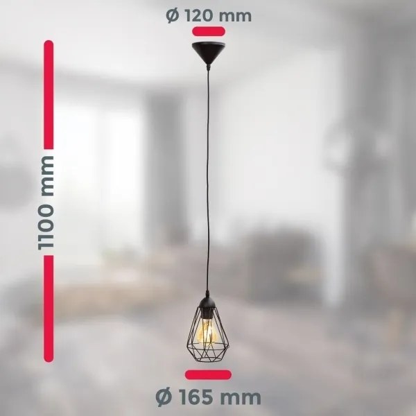 Závesný luster na lanku 1xE27/40W/230V čierny