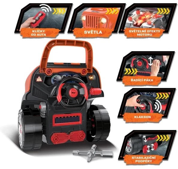 Detská autodielňa 3xAAA + 1xCR2025 oranžová/šedá