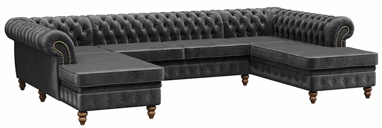 PROXIMA.store - Luxusná sedačka CHESTERFIELD LONG U FARBA NÔH: čierna, DRUH LÁTKY: TORRE - 17, FARBA OZDOBNÝCH ŠPENDLÍKOV: barok