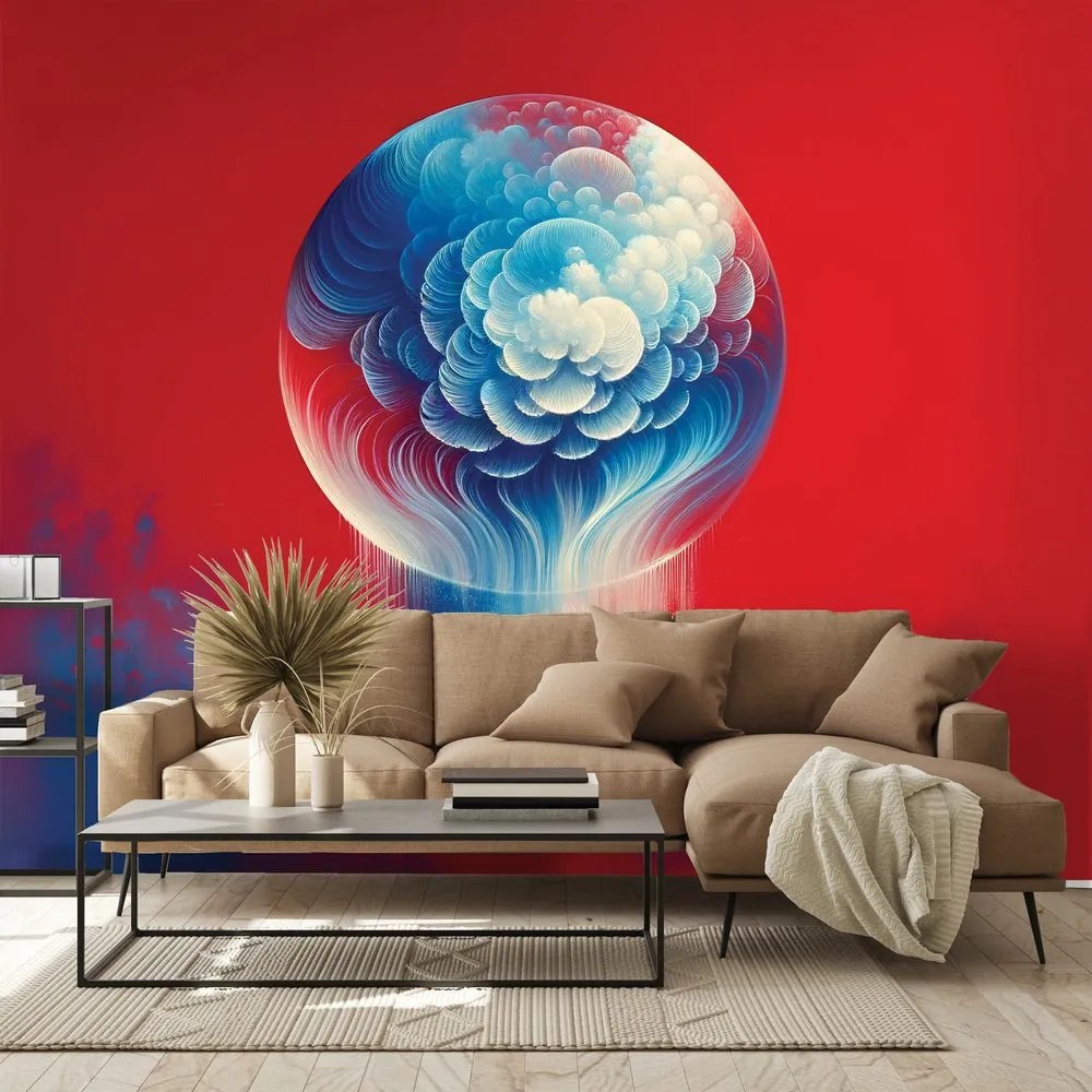 Samolepiaca tapeta abstraktná modro-červená medúza