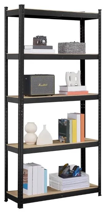 Fistar Regál 1800x750x450 mm, lakovaný 5-policový, nosnosť 875 kg - ČIERNY