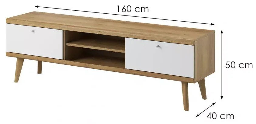 Televízny stolík Primo 160 cm dub Riviéra/biely