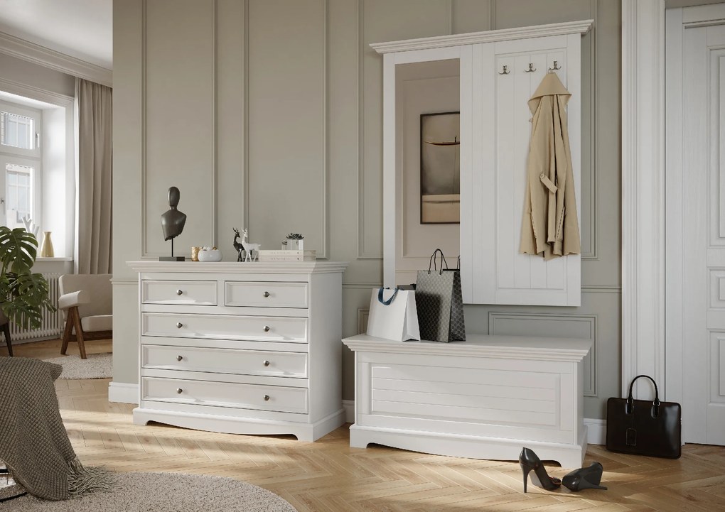 PROXIMA.store - Rustikálna borovicová truhlica - BELLUNO ELEGANTE FARBA: biela - orech