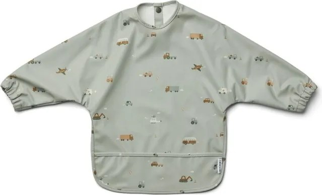 Liewood Nepremokavý podbradník s rukávmi Merle: Vehicles dove blue mix