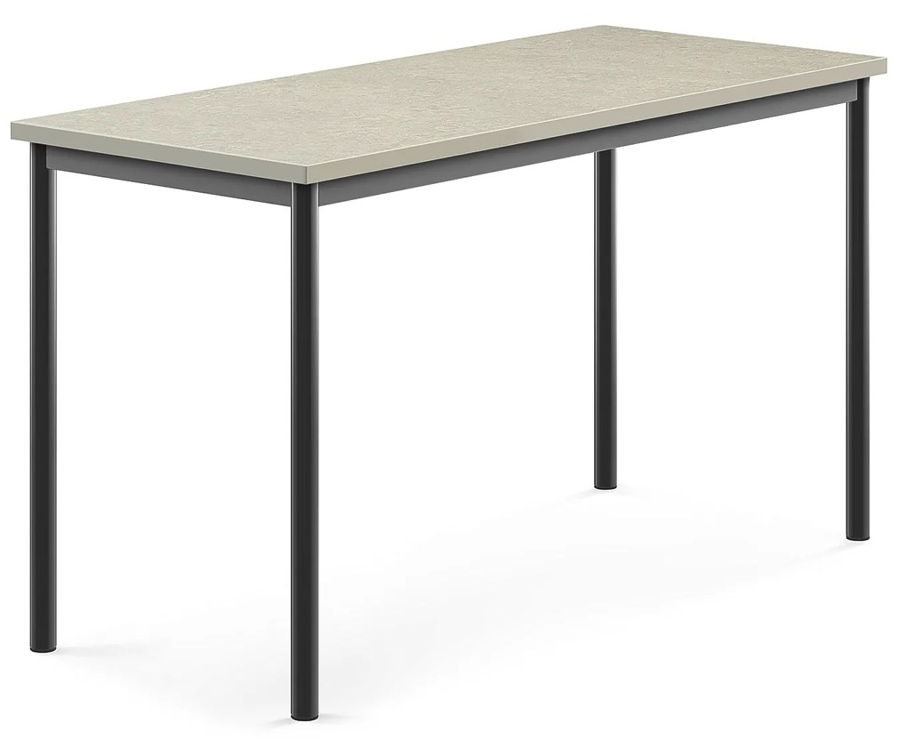 Stôl SONITUS, 1400x600x760 mm, linoleum - svetlošedá, antracit
