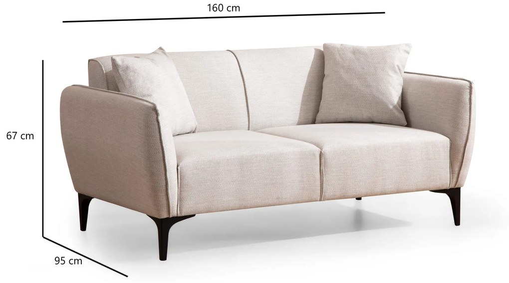Dizajnová sedačka Beasley 160 cm sivo-biela