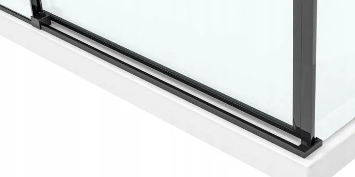 Rea Solar, sprchovací kút s posuvnými dverami 100x80cm + čierna sprchová vanička, čierna matná, KPL-K6311