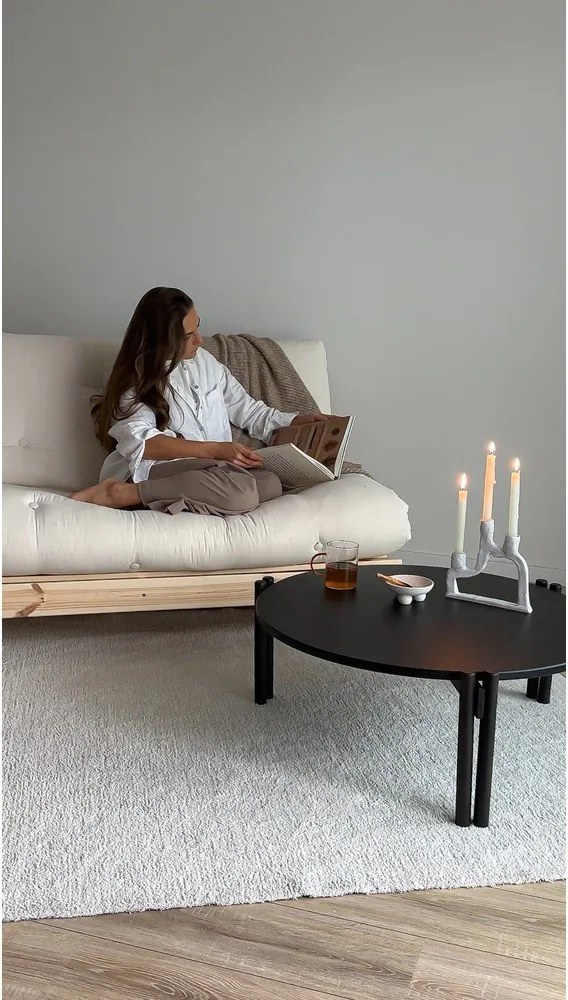 Čierny okrúhly konferenčný stolík z borovicového dreva ø 80 cm Sticks – Karup Design