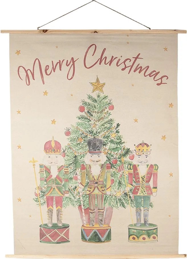 Béžová nástenná mapa s Luskáčikmi Merry Christmas - 120*2*150 cm