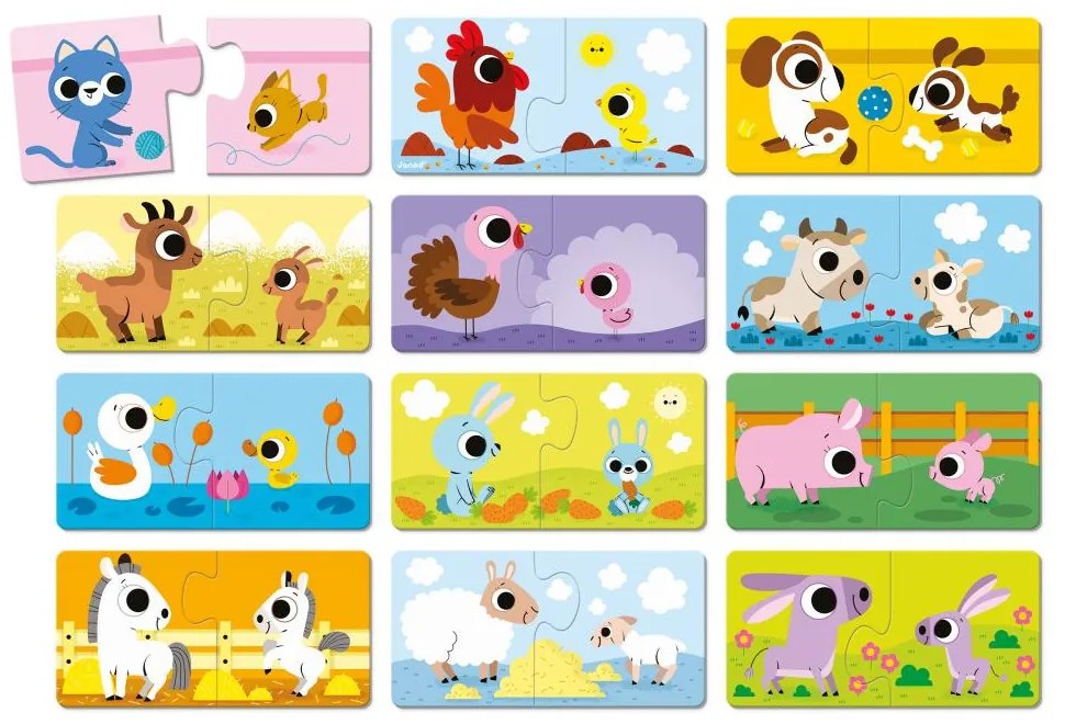 Puzzle - zvieracie rodinky z farmy