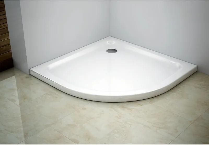 MEXEN SLIM - Štvrťkruhová sprchová vanička 90x90 cm + sifon, biela, 41109090