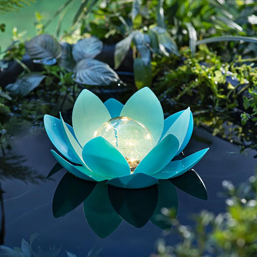 Solárna plávajúca dekorácia Lotus, tyrkysová