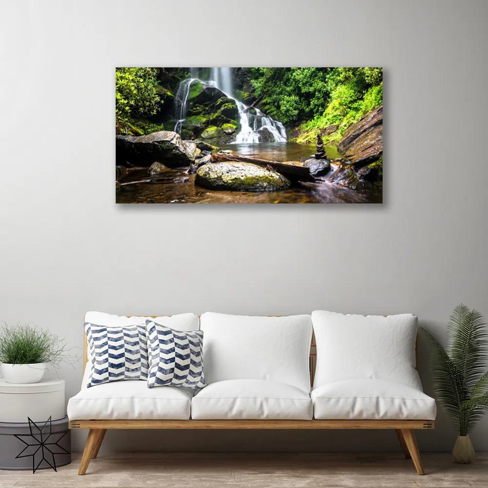 Obraz Canvas Vodopád kamene les príroda 140x70 cm