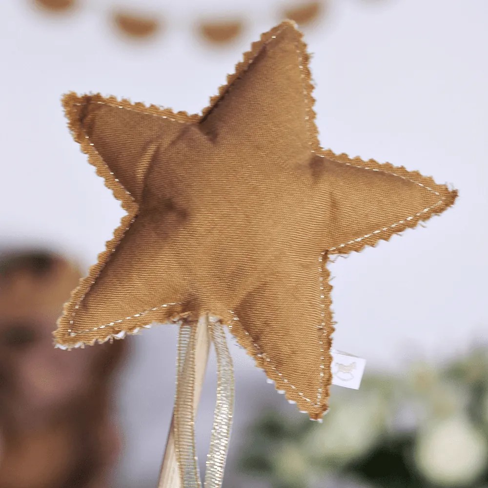 Ľanová kúzelná palička karamelová so zlatom