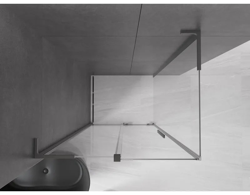 Mexen Velar L, sprchový kút s posuvnými dverami 120 x 85 cm, 8mm číre sklo, brúsený grafit, 871-120-085-03-95