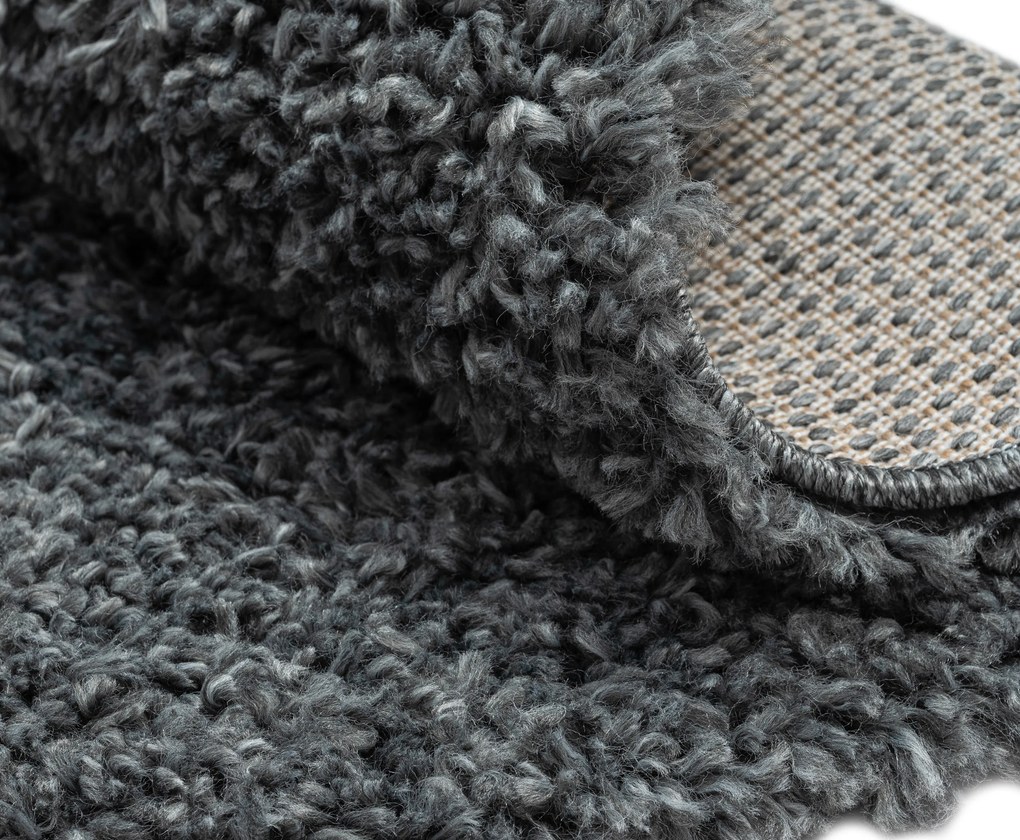 My Flair, Kusový koberec My Shaggy dunkelgrau kruh, 120x120 (priemer) kruh, šedá, chodba / predsieň