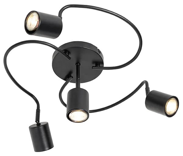 Moderné stropné bodové svetlo čierne nastaviteľné 4-svetlo - Java