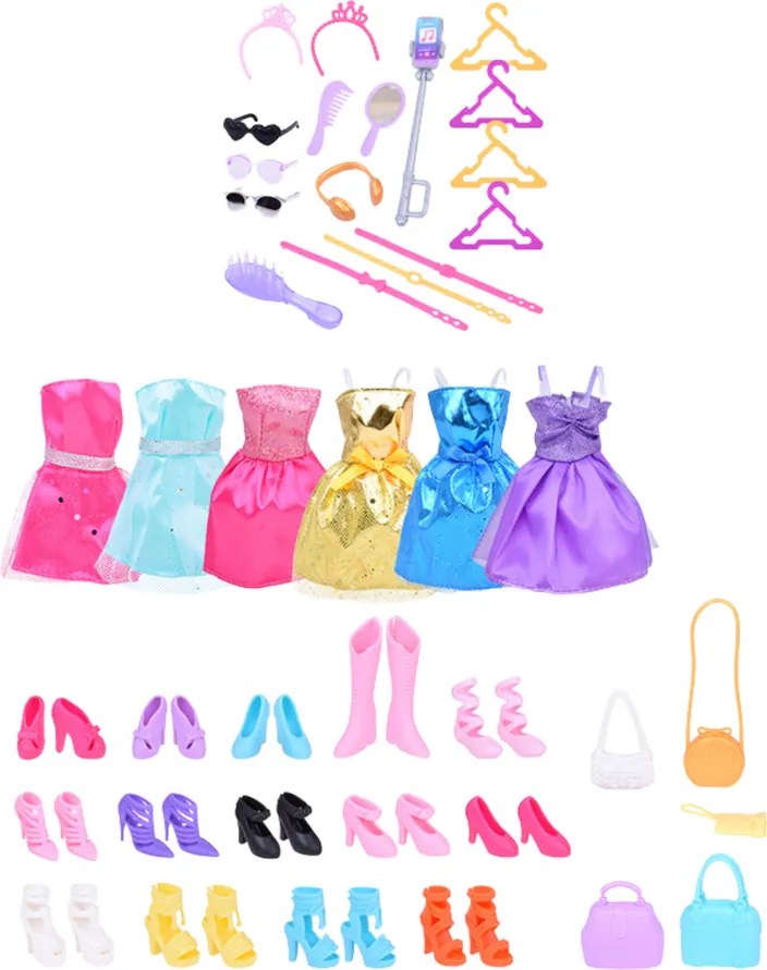 LEAN Toys Veľká módna súprava Anlily Collection Šaty pre bábiky Príslušenstvo 65el.