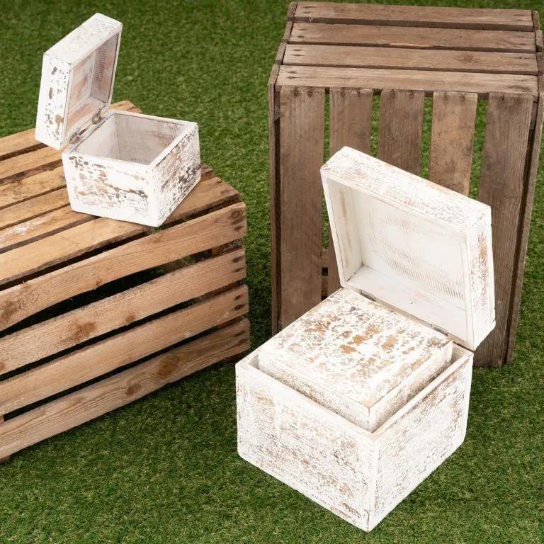 Garthen 73017 Sada drevených vintage boxov, biele