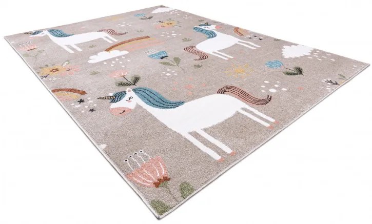 Detský kusový koberec Fun Unicorn with rainbow beige, 200x290, béžová, detská izba, Dywany Łuszczów