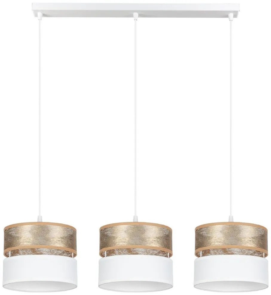 Luster na lanku LIMA 3xE27/60W/230V zlatá/biela