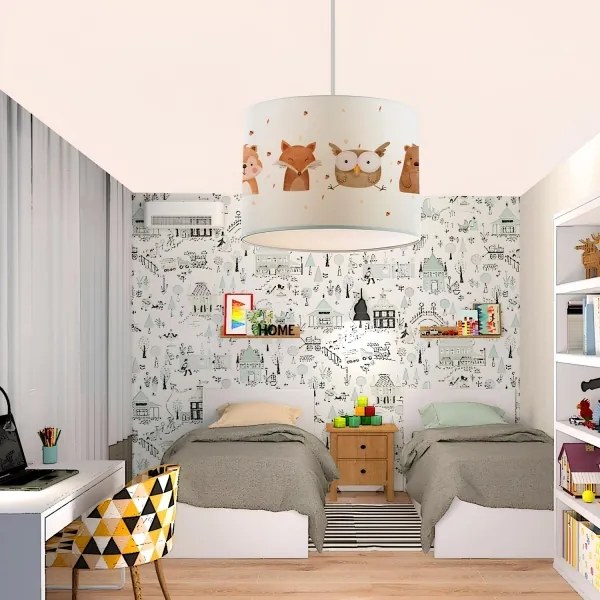 Detský luster CANDY 1xE27/40W/230V biela/hnedá