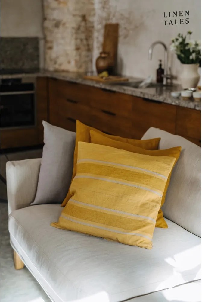 Ľanová obliečka na vankúš 40x40 cm Amber Bronze Stripes – Linen Tales