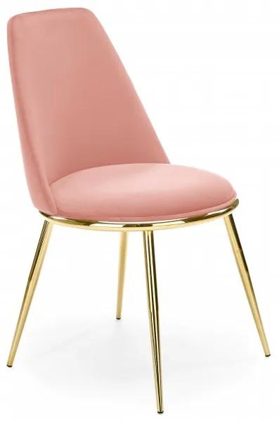 Jedálenská stolička NETIS - oceľ, látka, ružová